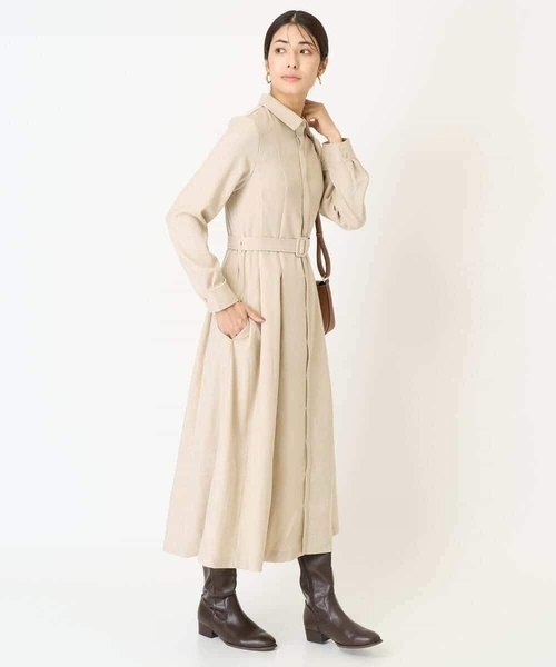 a.v.v（アーヴェヴェ）の「ベルト付フレアシャツワンピース（ワンピース・レディース・ネイビー/ベージュ・34/38/36/40/42）」の22枚目の写真