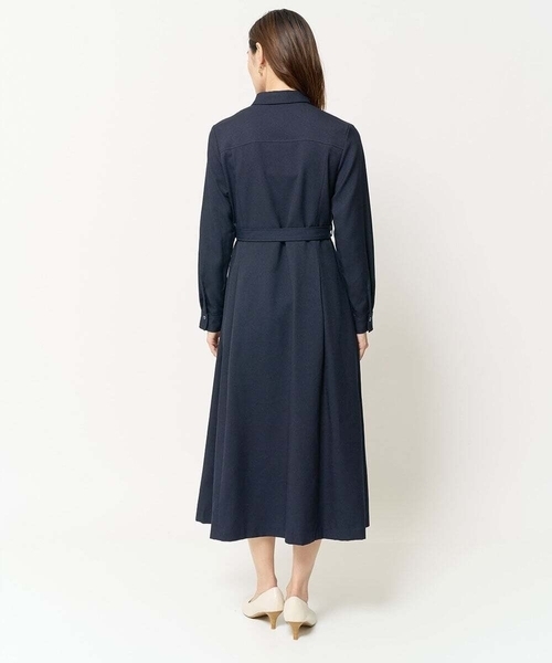 a.v.v（アーヴェヴェ）の「ベルト付フレアシャツワンピース（ワンピース・レディース・ネイビー/ベージュ・34/38/36/40/42）」の3枚目の写真