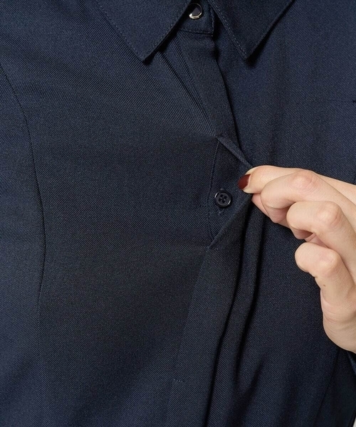 a.v.v（アーヴェヴェ）の「ベルト付フレアシャツワンピース（ワンピース・レディース・ネイビー/ベージュ・34/38/36/40/42）」の8枚目の写真