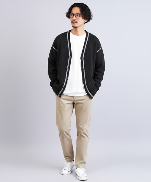 jiggys shop（ジギーズショップ）の「ふわもちウール混 配色ラインカーディガン（カーディガン/ボレロ・メンズ・ブラック系その他/グレー系その他/ブラウン系その他・MEDIUM/LARGE/X-LARGE）」の16枚目の写真