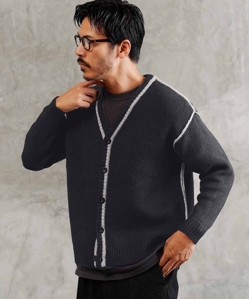 jiggys shop（ジギーズショップ）の「ふわもちウール混 配色ラインカーディガン（カーディガン/ボレロ・メンズ・ブラック系その他/グレー系その他/ブラウン系その他・MEDIUM/LARGE/X-LARGE）」の20枚目の写真