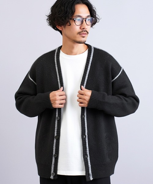 jiggys shop（ジギーズショップ）の「ふわもちウール混 配色ラインカーディガン（カーディガン/ボレロ・メンズ・ブラック系その他/グレー系その他/ブラウン系その他・MEDIUM/LARGE/X-LARGE）」の22枚目の写真