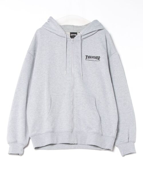 【THRASHER / スラッシャー】裏毛ワンポイント刺繍ジップアップパーカー（パーカー）｜THRASHER（スラッシャー）