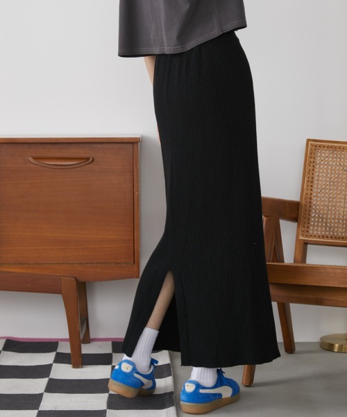 Auntie Rosa Holiday（アンティローザホリデー）の「リブニットスリットナロースカート（スカート・レディース・ブラウン/ブラック/チャコールグレー・FREE）」の10枚目の写真