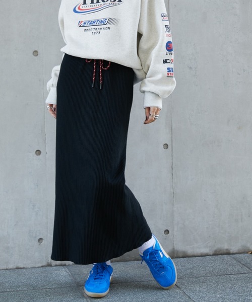 Auntie Rosa Holiday（アンティローザホリデー）の「リブニットスリットナロースカート（スカート・レディース・ブラウン/ブラック/チャコールグレー・FREE）」の7枚目の写真