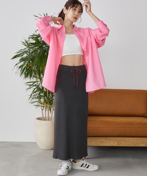 Auntie Rosa Holiday（アンティローザホリデー）の「リブニットスリットナロースカート（スカート・レディース・ブラウン/ブラック/チャコールグレー・FREE）」の20枚目の写真