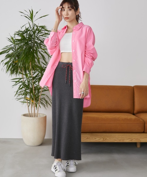 Auntie Rosa Holiday（アンティローザホリデー）の「リブニットスリットナロースカート（スカート・レディース・ブラウン/ブラック/チャコールグレー・FREE）」の18枚目の写真