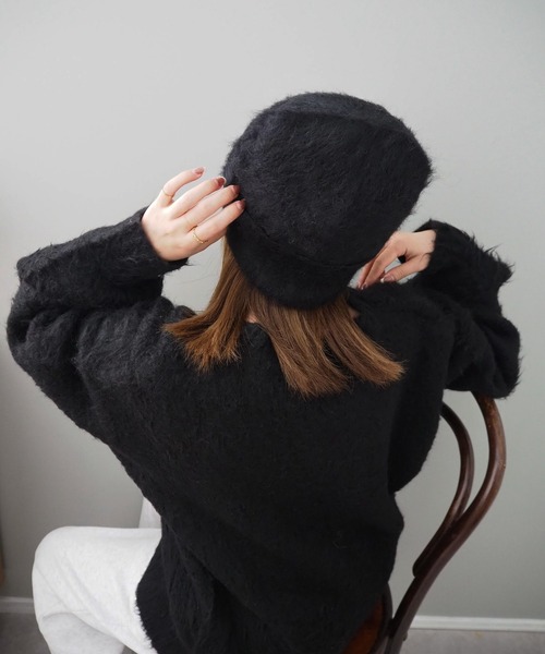 LAULEN（ローレン）の「shaggy knit beanie /シャギーニットビーニー（ニットキャップ/ビーニー・レディース・アイボリー/ブラック/グレー・FREE）」の4枚目の写真