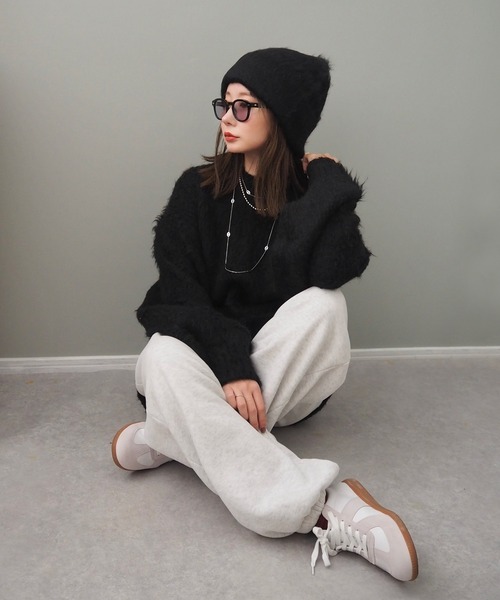 LAULEN（ローレン）の「shaggy knit beanie /シャギーニットビーニー（ニットキャップ/ビーニー・レディース・アイボリー/ブラック/グレー・FREE）」の5枚目の写真