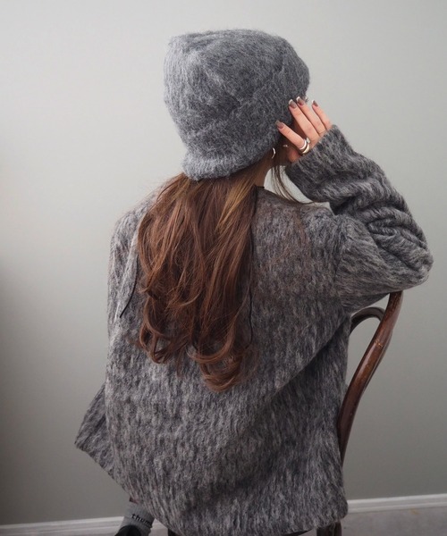 LAULEN（ローレン）の「shaggy knit beanie /シャギーニットビーニー（ニットキャップ/ビーニー・レディース・アイボリー/ブラック/グレー・FREE）」の9枚目の写真