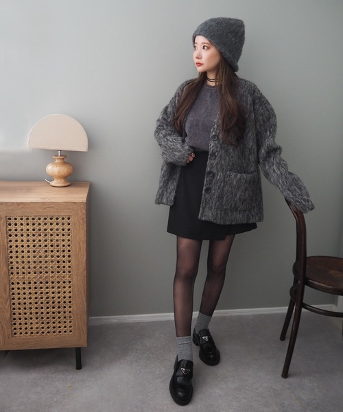 LAULEN（ローレン）の「shaggy knit beanie /シャギーニットビーニー（ニットキャップ/ビーニー・レディース・アイボリー/ブラック/グレー・FREE）」の10枚目の写真