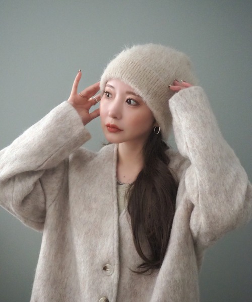 LAULEN（ローレン）の「shaggy knit beanie /シャギーニットビーニー（ニットキャップ/ビーニー・レディース・アイボリー/ブラック/グレー・FREE）」の6枚目の写真