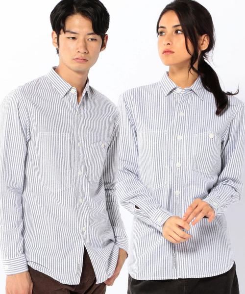 coen（コーエン）の「【MBC】ストライプワークシャツ（ユニセックス）（シャツ/ブラウス・メンズ・ブラック/ダークグリーン・X-LARGE/SMALL/MEDIUM/LARGE/X-SMALL）」の2枚目の写真