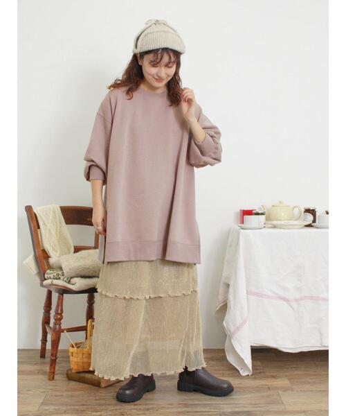 Samansa Mos2（サマンサ モスモス）の「サイドスリットゆるスウェット（Tシャツ/カットソー・レディース・ブラック/キナリ/グレー/モカ・F）」の9枚目の写真