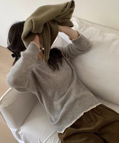 aimoha(アイモハ)の「プレミアムアふわもこニットトップス(ニット/セーター・レディース・ピンク/ライトグレー/ブラック/ベージュ/イエロー/ダークグレー/グリーン/チョコ・FREE)」の21枚目の写真