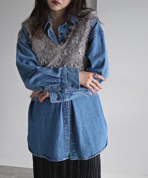 COURO（コウロ）の「リボンヤーン前後２ＷＡＹショートビスチェ（ベスト・レディース・ベージュ/モカ/グレー/ブラック・M）」の9枚目の写真