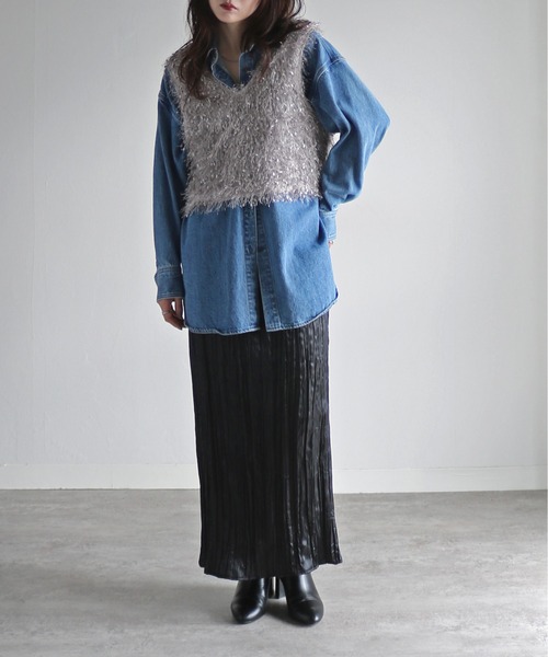 COURO（コウロ）の「リボンヤーン前後２ＷＡＹショートビスチェ（ベスト・レディース・ベージュ/モカ/グレー/ブラック・M）」の17枚目の写真