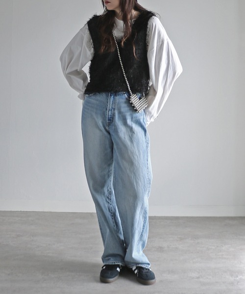 COURO（コウロ）の「リボンヤーン前後２ＷＡＹショートビスチェ（ベスト・レディース・ベージュ/モカ/グレー/ブラック・M）」の8枚目の写真