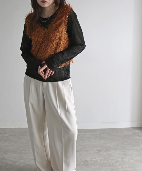 COURO（コウロ）の「リボンヤーン前後２ＷＡＹショートビスチェ（ベスト・レディース・ベージュ/モカ/グレー/ブラック・M）」の18枚目の写真