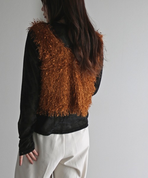 COURO（コウロ）の「リボンヤーン前後２ＷＡＹショートビスチェ（ベスト・レディース・ベージュ/モカ/グレー/ブラック・M）」の19枚目の写真