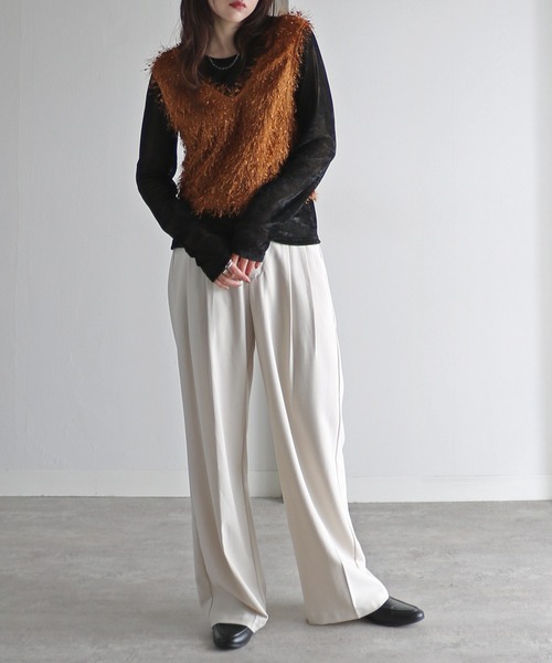 COURO（コウロ）の「リボンヤーン前後２ＷＡＹショートビスチェ（ベスト・レディース・ベージュ/モカ/グレー/ブラック・M）」の10枚目の写真