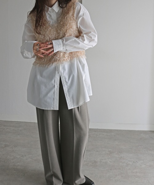 COURO（コウロ）の「リボンヤーン前後２ＷＡＹショートビスチェ（ベスト・レディース・ベージュ/モカ/グレー/ブラック・M）」の11枚目の写真