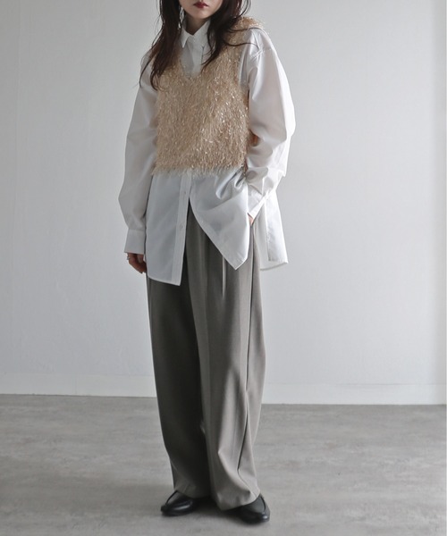 COURO（コウロ）の「リボンヤーン前後２ＷＡＹショートビスチェ（ベスト・レディース・ベージュ/モカ/グレー/ブラック・M）」の13枚目の写真