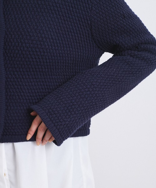 VIS（ビス）の「ツイードライクノーカラー金ボタンニットカーディガン（カーディガン/ボレロ・レディース・ホワイト/レッド系その他/ネイビー・FREE）」の13枚目の写真