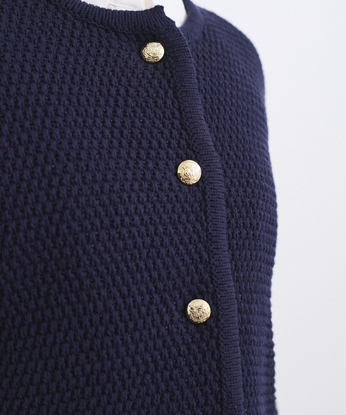 VIS（ビス）の「ツイードライクノーカラー金ボタンニットカーディガン（カーディガン/ボレロ・レディース・ホワイト/レッド系その他/ネイビー・FREE）」の14枚目の写真
