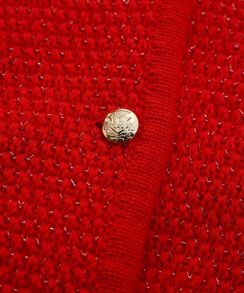 VIS（ビス）の「ツイードライクノーカラー金ボタンニットカーディガン（カーディガン/ボレロ・レディース・ホワイト/レッド系その他/ネイビー・FREE）」の17枚目の写真