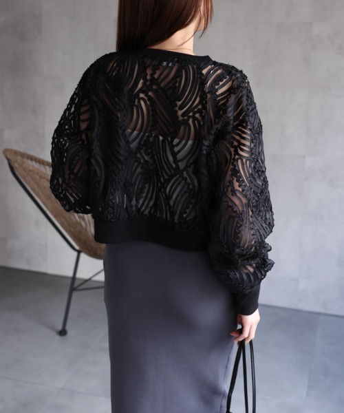 sakishimatokyo（サキシマトーキョー）の「新色追加　透かしレース/エンブロイダリーレース カーディガン（カーディガン/ボレロ・レディース・ブラック/オフホワイト/ベージュ/グレー・FREE）」の16枚目の写真