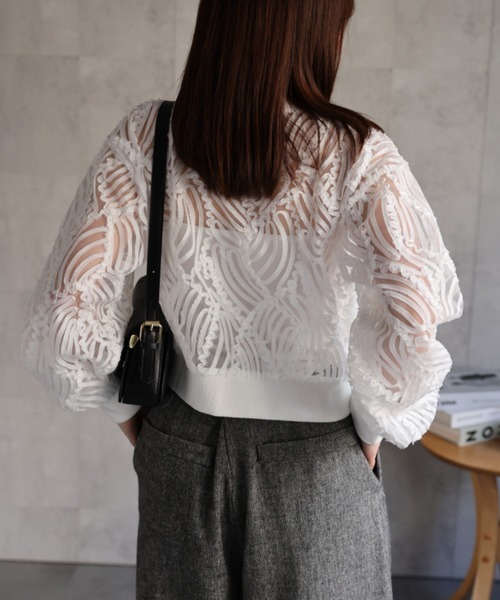sakishimatokyo（サキシマトーキョー）の「新色追加　透かしレース/エンブロイダリーレース カーディガン（カーディガン/ボレロ・レディース・ブラック/オフホワイト/ベージュ/グレー・FREE）」の21枚目の写真