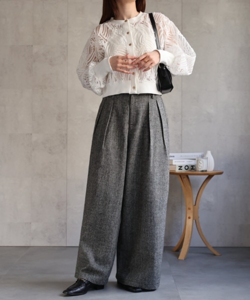 sakishimatokyo（サキシマトーキョー）の「新色追加　透かしレース/エンブロイダリーレース カーディガン（カーディガン/ボレロ・レディース・ブラック/オフホワイト/ベージュ/グレー・FREE）」の6枚目の写真