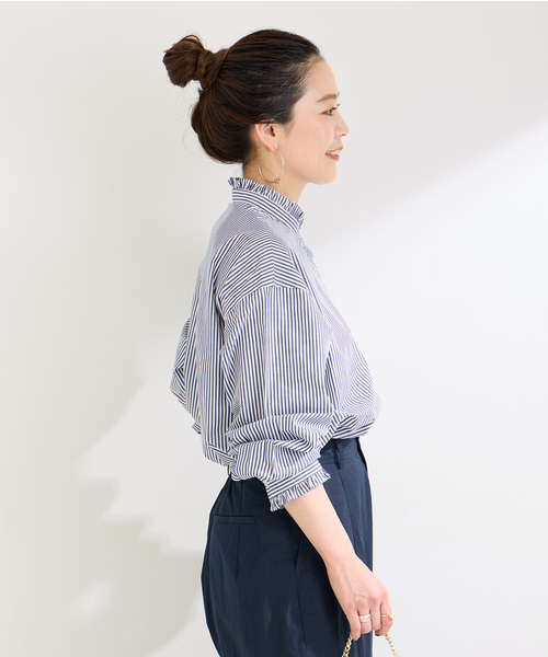 B.C STOCK(ベーセーストック)の「《追加2》スタンドフリルブラウス(シャツ/ブラウス・レディース・ネイビー/ブラック系その他・FREE)」の22枚目の写真
