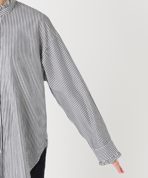 B.C STOCK(ベーセーストック)の「《追加2》スタンドフリルブラウス(シャツ/ブラウス・レディース・ネイビー/ブラック系その他・FREE)」の18枚目の写真
