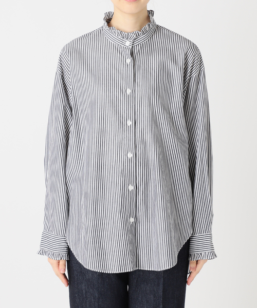 B.C STOCK(ベーセーストック)の「《追加2》スタンドフリルブラウス(シャツ/ブラウス・レディース・ネイビー/ブラック系その他・FREE)」の10枚目の写真