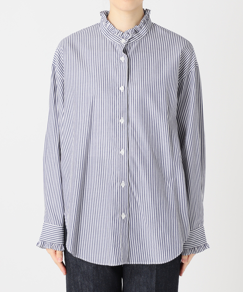 B.C STOCK(ベーセーストック)の「《追加2》スタンドフリルブラウス(シャツ/ブラウス・レディース・ネイビー/ブラック系その他・FREE)」の12枚目の写真