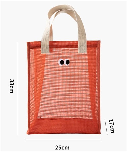 BAYBLO（ベイブロ）の「(SB)カートゥーン アイズ メッシュ ミニ トートバッグ[刺繍]（トートバッグ・レディース・ブラック/サーモンピンク/ダークオレンジ/モスグリーン・ONE SIZE）」の5枚目の写真