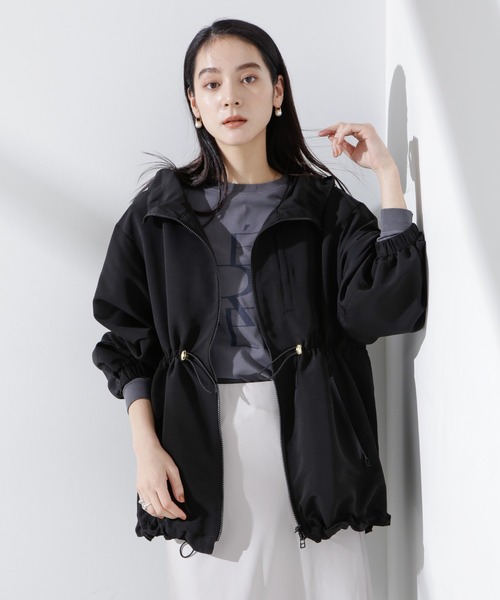 NANO universe（ナノユニバース）の「撥水グログランフードブルゾン（ブルゾン・レディース・グレー系その他4/ブラック・S/M）」の4枚目の写真