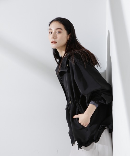 NANO universe（ナノユニバース）の「撥水グログランフードブルゾン（ブルゾン・レディース・グレー系その他4/ブラック・S/M）」の6枚目の写真