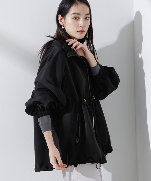 NANO universe（ナノユニバース）の「撥水グログランフードブルゾン（ブルゾン・レディース・グレー系その他4/ブラック・S/M）」の5枚目の写真