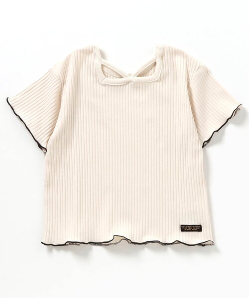 BREEZE（ブリーズ）の「【リンク/ジュニア対応】前後2wayメロウリブ半袖Tシャツ（Tシャツ/カットソー・キッズ・ブラック/パープル/アイボリー/レインボー/ピンク・90/100/110/120/80/130/140）」の2枚目の写真