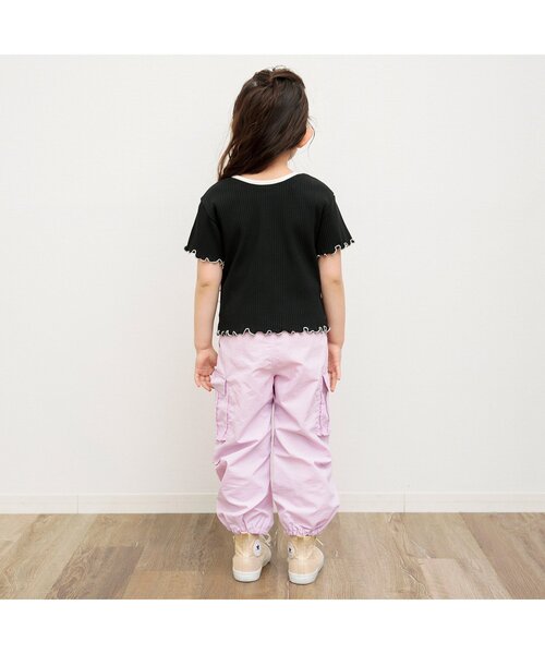 BREEZE（ブリーズ）の「【リンク/ジュニア対応】前後2wayメロウリブ半袖Tシャツ（Tシャツ/カットソー・キッズ・ブラック/パープル/アイボリー/レインボー/ピンク・90/100/110/120/80/130/140）」の7枚目の写真