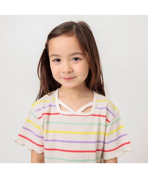 BREEZE（ブリーズ）の「【リンク/ジュニア対応】前後2wayメロウリブ半袖Tシャツ（Tシャツ/カットソー・キッズ・ブラック/パープル/アイボリー/レインボー/ピンク・90/100/110/120/80/130/140）」の10枚目の写真