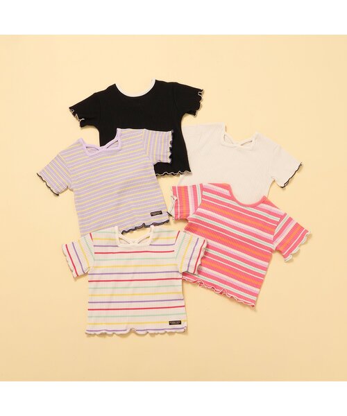 BREEZE（ブリーズ）の「【リンク/ジュニア対応】前後2wayメロウリブ半袖Tシャツ（Tシャツ/カットソー・キッズ・ブラック/パープル/アイボリー/レインボー/ピンク・90/100/110/120/80/130/140）」の12枚目の写真