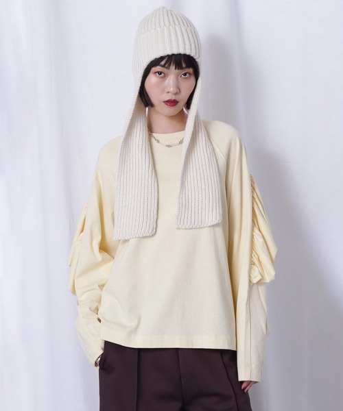 ROSE BUD(ローズバッド)の「バックフリルカットソー(Tシャツ/カットソー・レディース・バーガンディー/ブラック/ベージュ・ONE SIZE)」の1枚目の写真