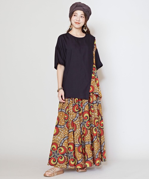 チャイハネ（チャイハネ）の「【チャイハネ】ラフィキロングスカート（スカート・レディース・マスタード/グリーン/ホワイト/ブルー/ブラック・FREE）」の7枚目の写真