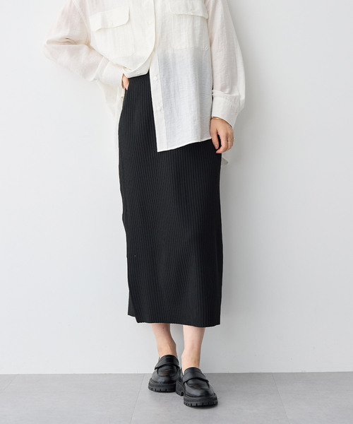 anyfee（エニフィー）の「【anyfee/プラスサイズ】ドライタッチサマーリブニットタイトスカート◆新色追加◆（スカート・レディース・ベージュ/イエロー/ピンク/グリーン/ブラック/ブルー/チャコール/レッド/カーキ/パープル・M/L/LL/3L/4L/5L）」の16枚目の写真