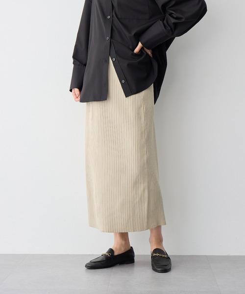 anyfee（エニフィー）の「【anyfee/プラスサイズ】ドライタッチサマーリブニットタイトスカート◆新色追加◆（スカート・レディース・ベージュ/イエロー/ピンク/グリーン/ブラック/ブルー/チャコール・M/L/LL/3L/4L/5L）」の3枚目の写真