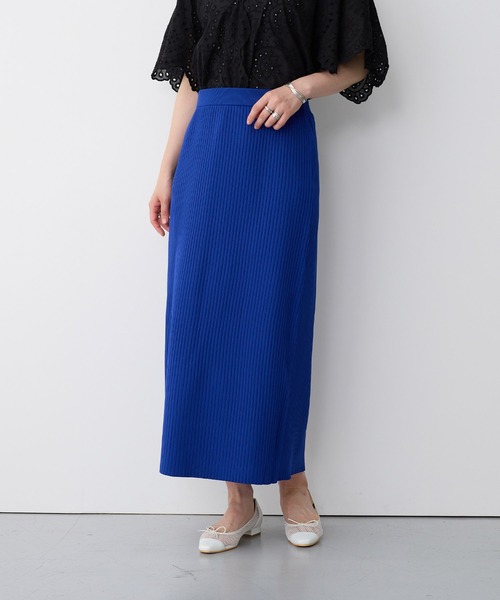 anyfee（エニフィー）の「【anyfee/プラスサイズ】ドライタッチサマーリブニットタイトスカート◆新色追加◆（スカート・レディース・ベージュ/イエロー/ピンク/グリーン/ブラック/ブルー/チャコール・M/L/LL/3L/4L/5L）」の5枚目の写真